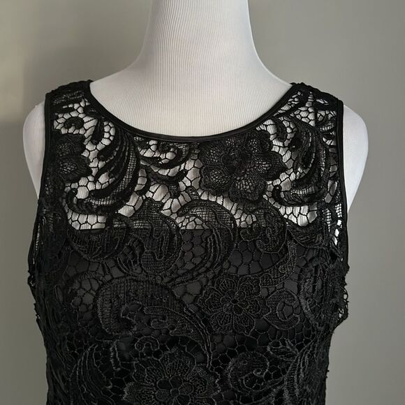 Adrianna Papell Sleeveless Illusion Lace Sheath Dress Black Size 16 - Picture 6 of 16